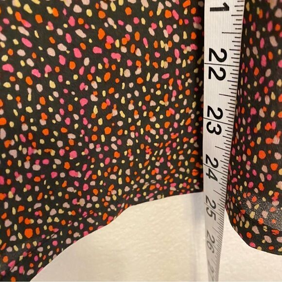 J crew Lightweight colorful black micro print semi sheer short sleeve blouse -M - Picture 10 of 13